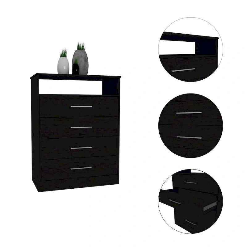 Continental Dresser with 4 Drawers and Metal Hardware
