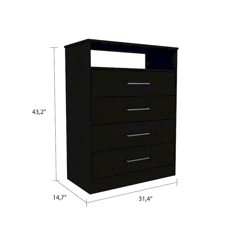 Continental Dresser with 4 Drawers and Metal Hardware