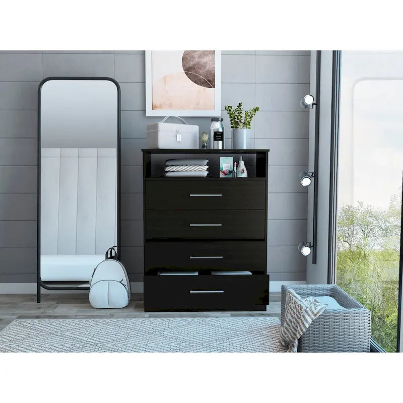 Continental Dresser with 4 Drawers and Metal Hardware