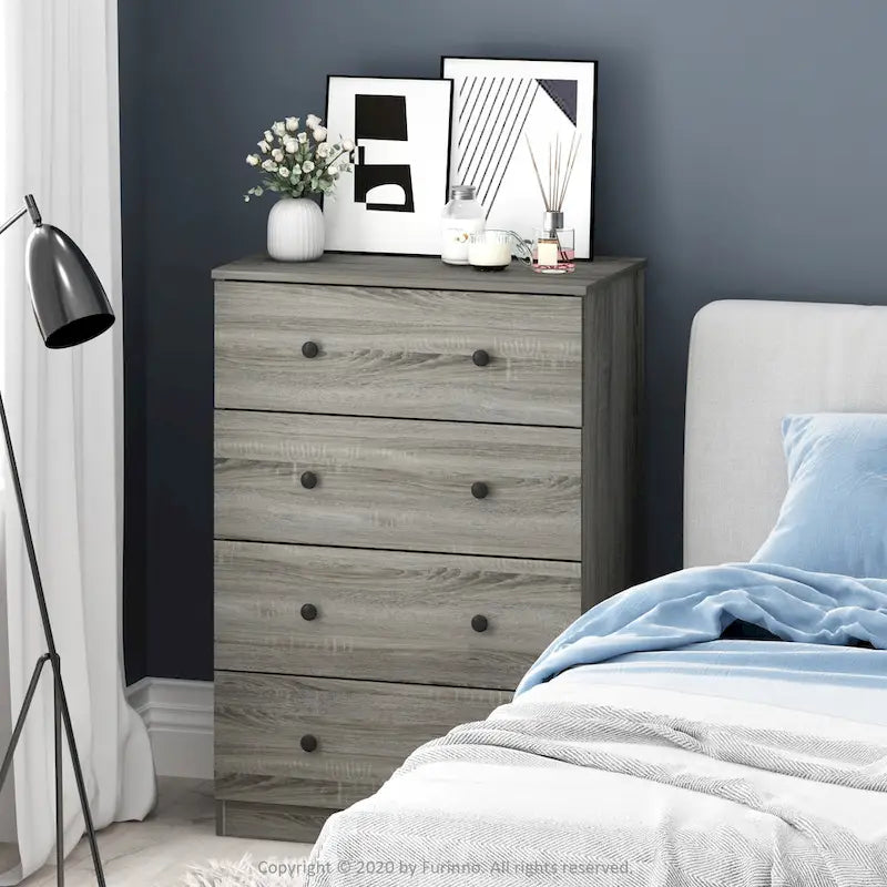 Simple Design 4-Drawer Bedroom Storage Dresser with Knob Handles