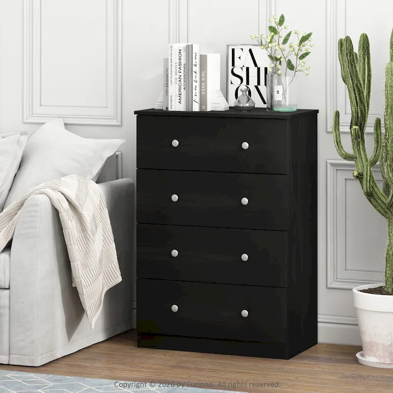 Simple Design 4-Drawer Bedroom Storage Dresser with Knob Handles