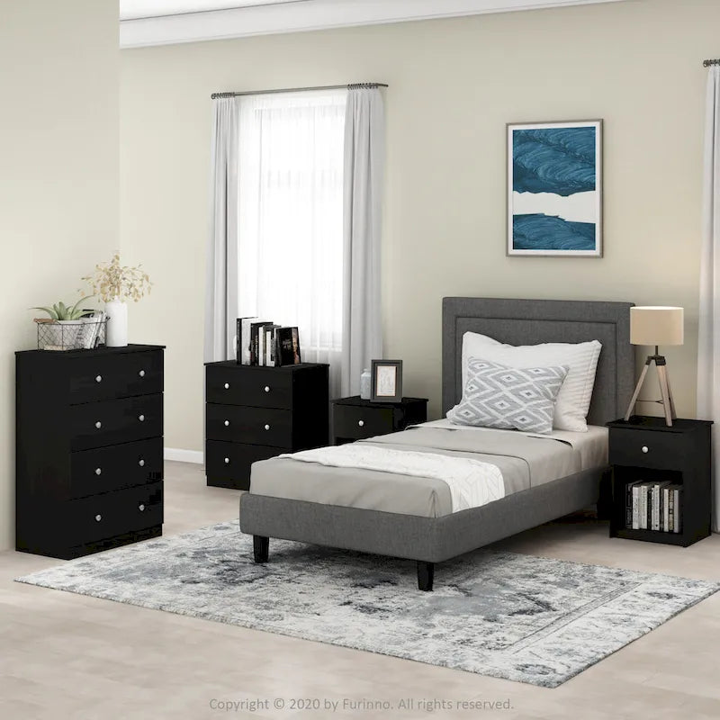 Simple Design 4-Drawer Bedroom Storage Dresser with Knob Handles