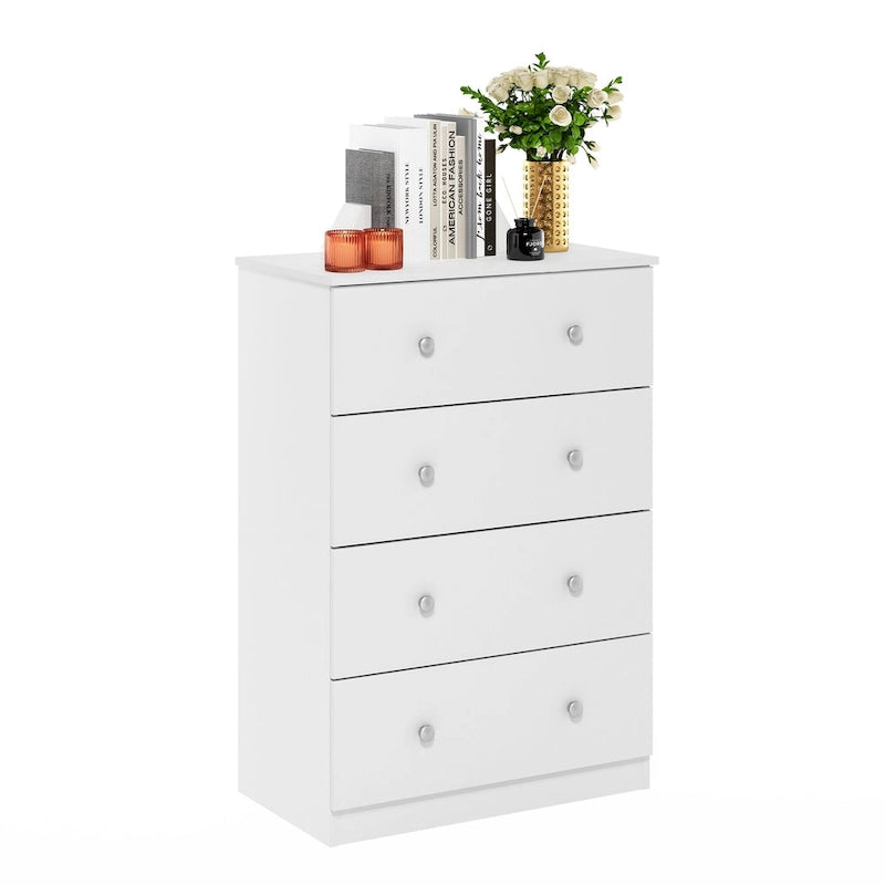 Simple Design 4-Drawer Bedroom Storage Dresser with Knob Handles