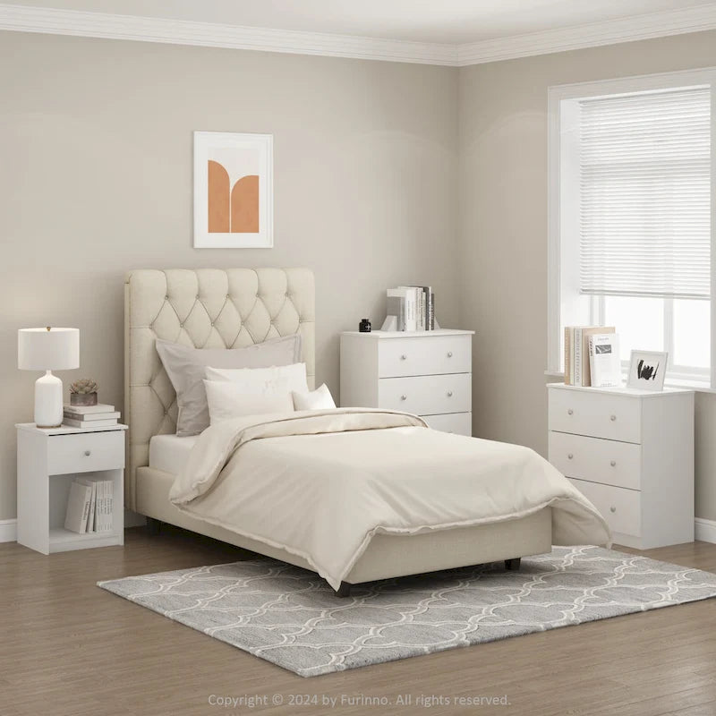 Simple Design 4-Drawer Bedroom Storage Dresser with Knob Handles