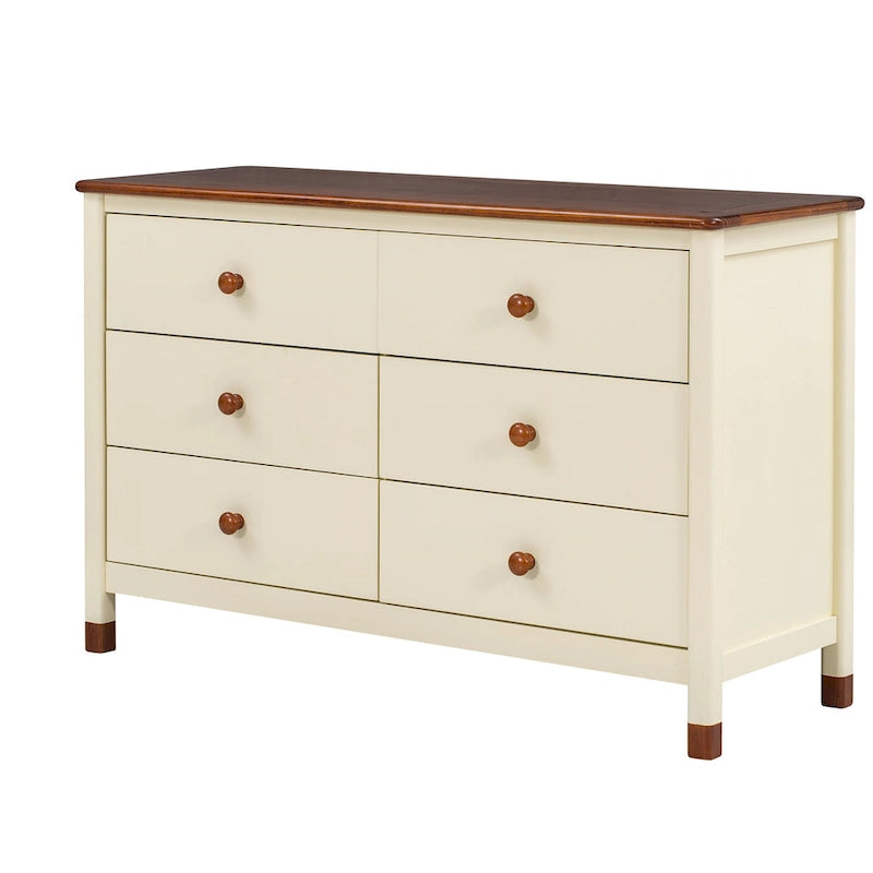 Kids Bedroom Wooden Storage Dresser with 6 Storage Drawers