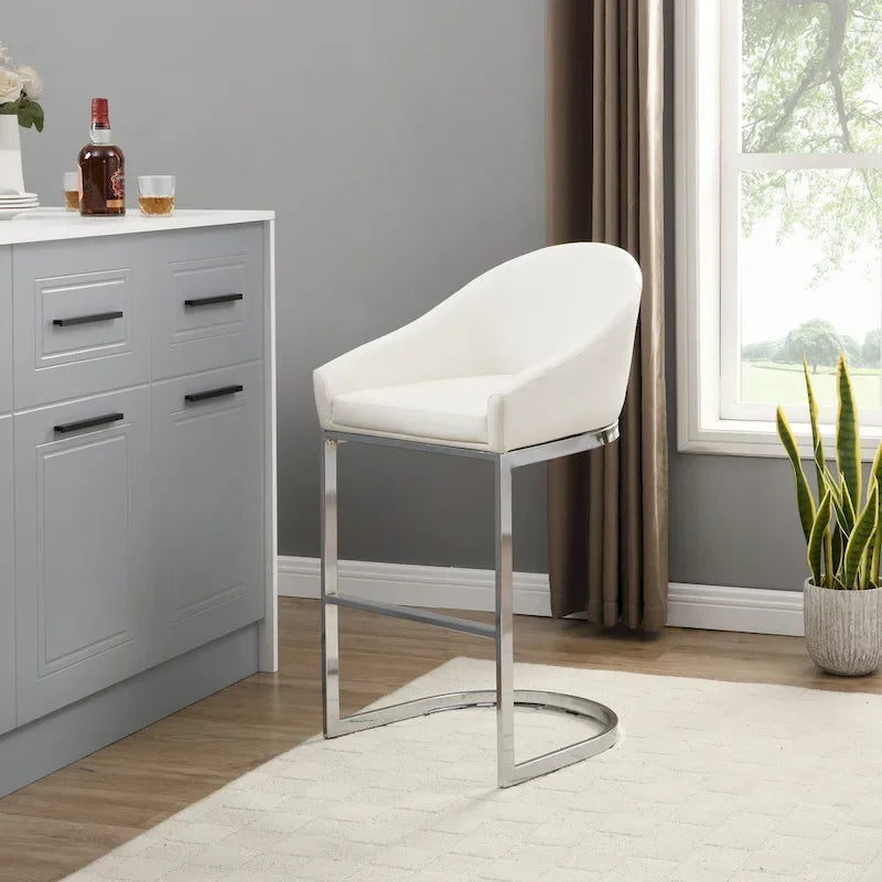 26 Inch Modern Upholstered Counter Stool with Chrome Frame