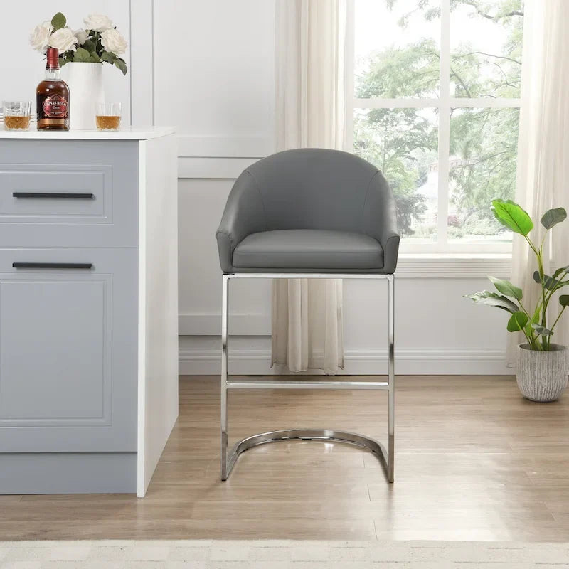26 Inch Modern Upholstered Counter Stool with Chrome Frame