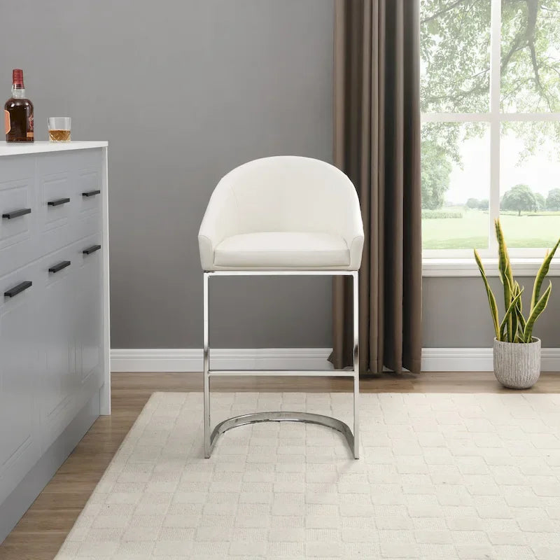 26 Inch Modern Upholstered Counter Stool with Chrome Frame