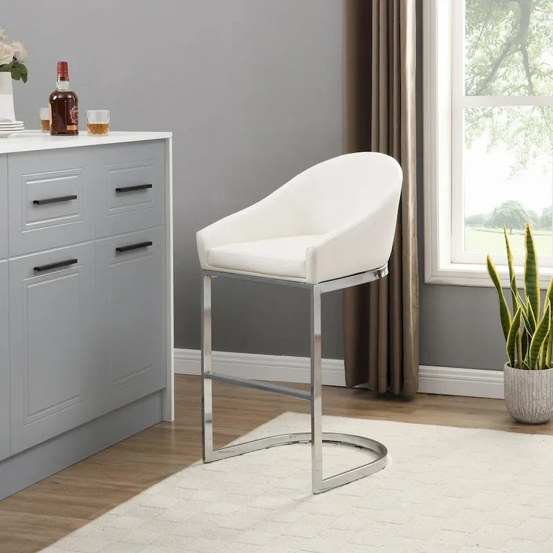 26 Inch Modern Upholstered Counter Stool with Chrome Frame