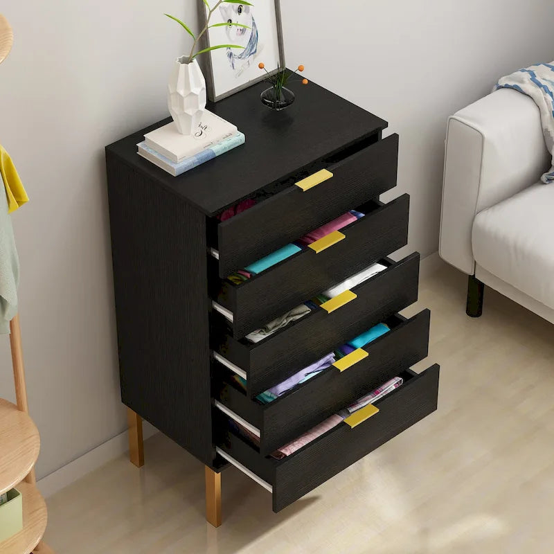 5 Drawer Dresser Chest of Drawers with Metal Legs
