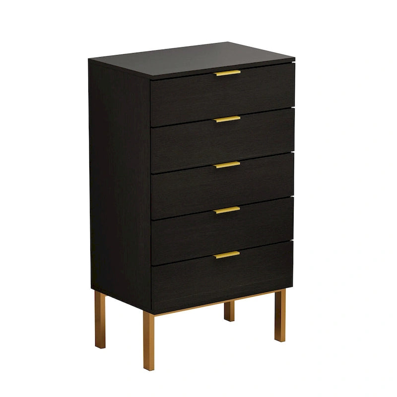 5 Drawer Dresser Chest of Drawers with Metal Legs