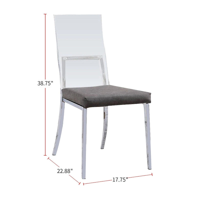 Set of 2 Acrylic Leatherette Metal Dining Chairs Chrome Modern