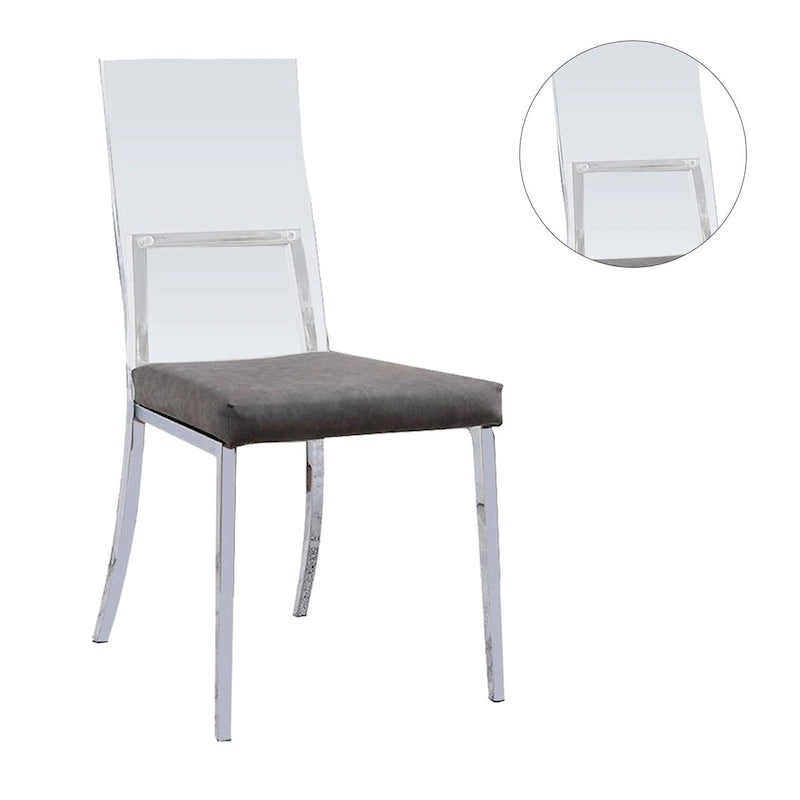 Set of 2 Acrylic Leatherette Metal Dining Chairs Chrome Modern