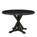 Round Pedestal X Base Dining Table with Elegant Multi-Step Finish