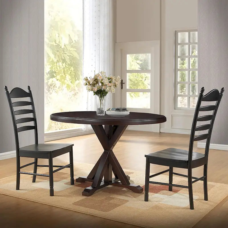 Table de salle à manger ronde à pied central avec finition élégante multi-étapes