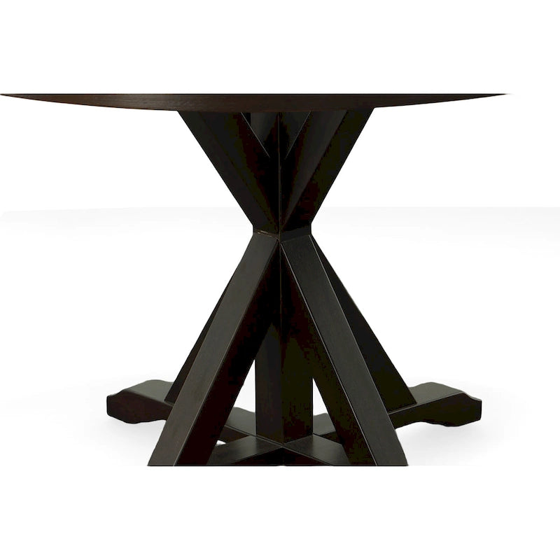 Round Pedestal X Base Dining Table with Elegant Multi-Step Finish
