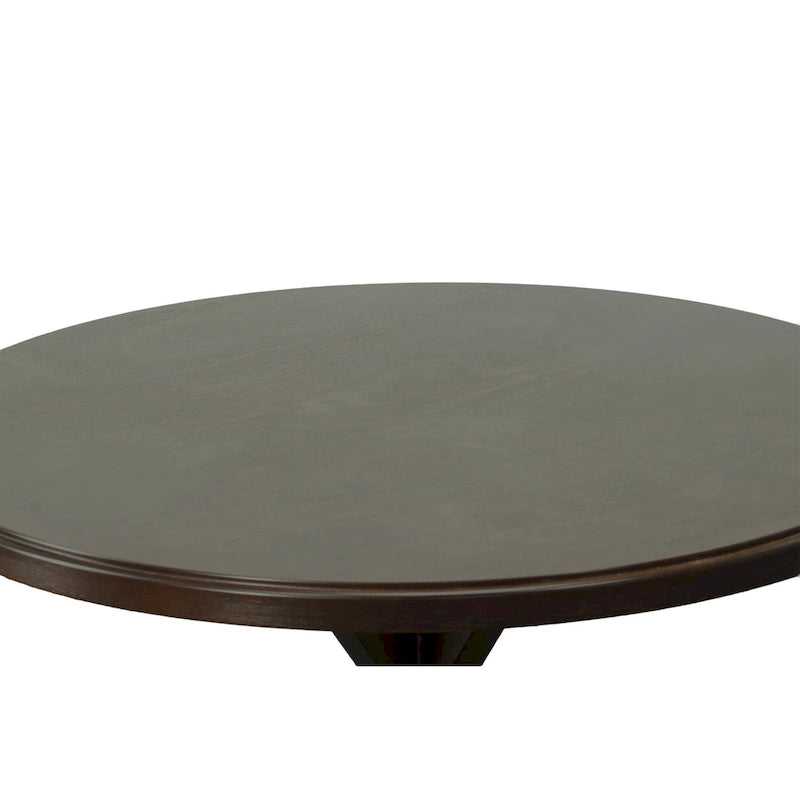 Round Pedestal X Base Dining Table with Elegant Multi-Step Finish
