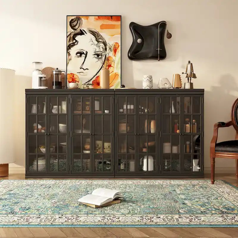 Stylish 2-Door Storage Cabinet Buffet Sideboard Bookshelf Display