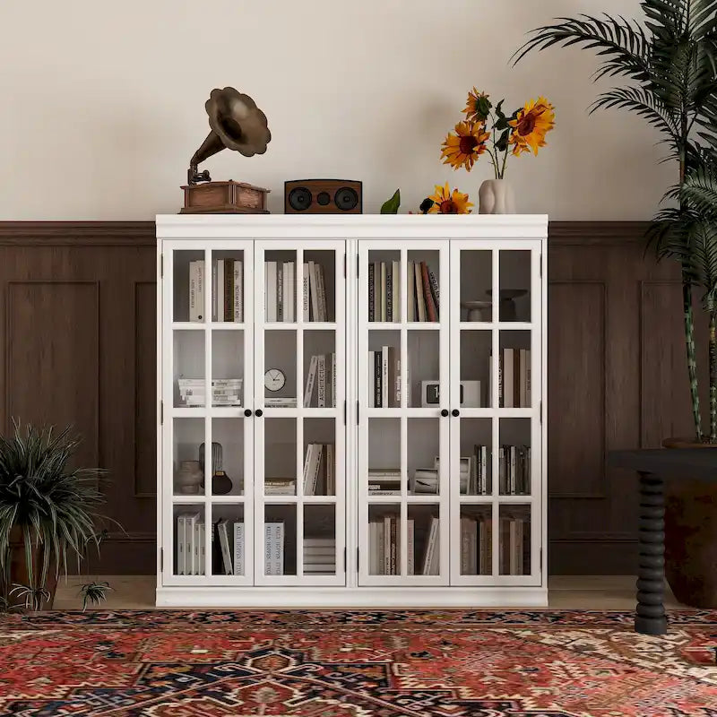 Buffet Bahut Armoire de Rangement 2 Portes Étagère Bibliothèque Élégant