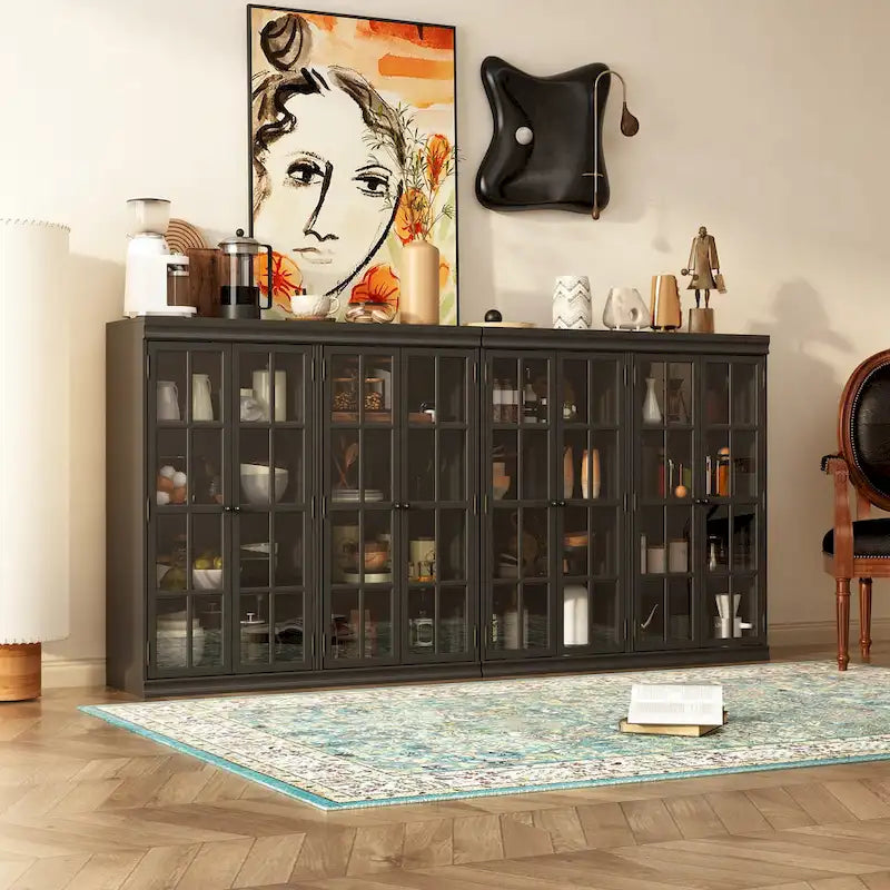 Stylish 2-Door Storage Cabinet Buffet Sideboard Bookshelf Display