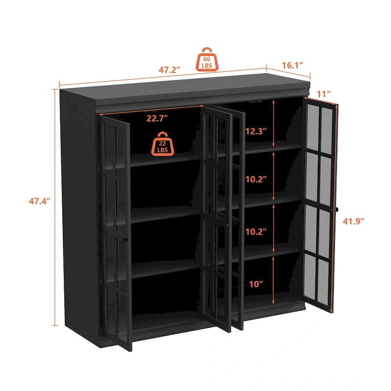 Stylish 2-Door Storage Cabinet Buffet Sideboard Bookshelf Display