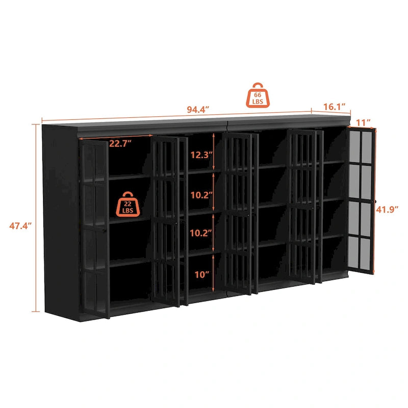 Stylish 2-Door Storage Cabinet Buffet Sideboard Bookshelf Display