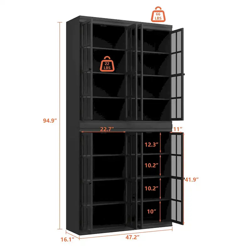 Stylish 2-Door Storage Cabinet Buffet Sideboard Bookshelf Display