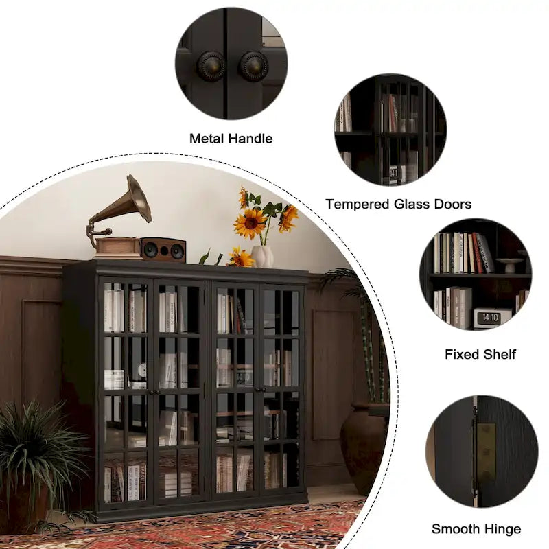 Stylish 2-Door Storage Cabinet Buffet Sideboard Bookshelf Display