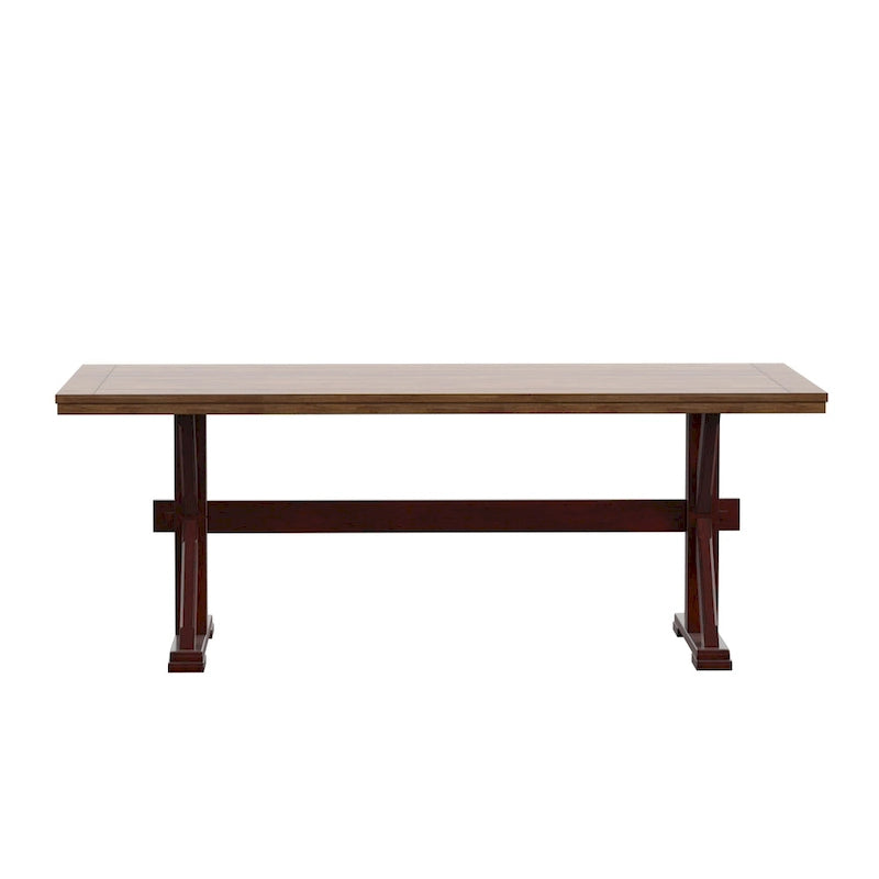 78-inch Solid Wood Oak Dining Table with X-shaped Trestle Base