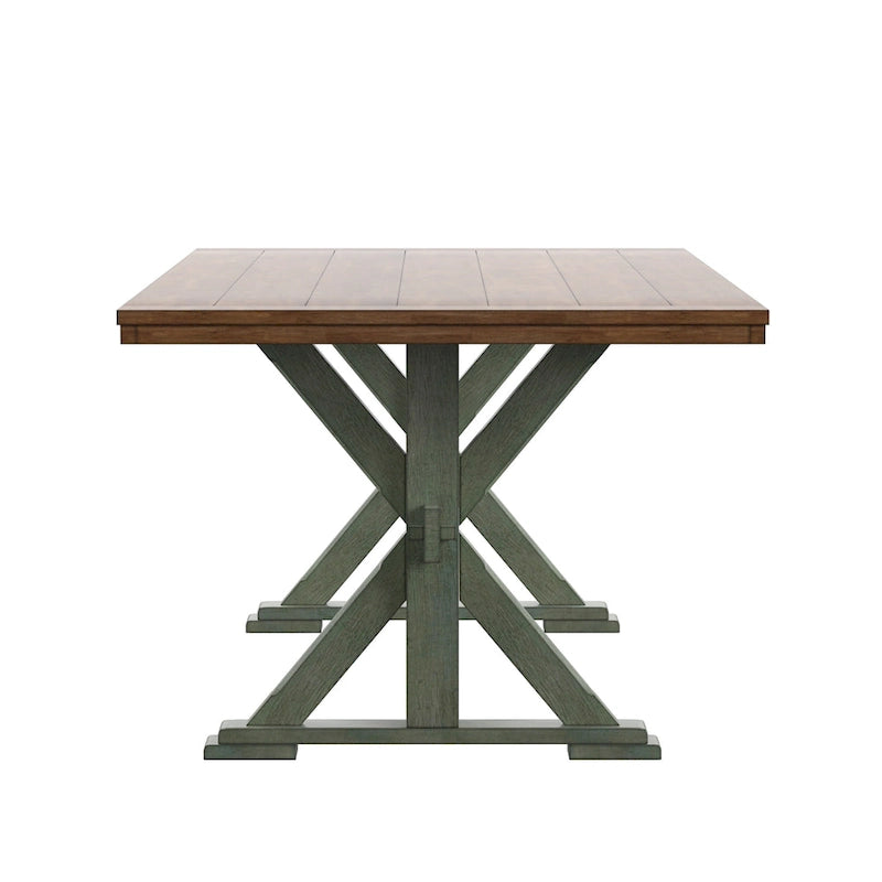 78-inch Solid Wood Oak Dining Table with X-shaped Trestle Base