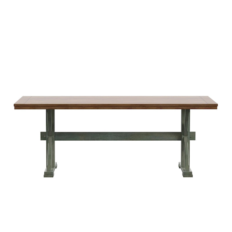 78-inch Solid Wood Oak Dining Table with X-shaped Trestle Base