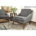 Mid-Century Open Arm Upholstered Club Chair with Solid Wood Legs