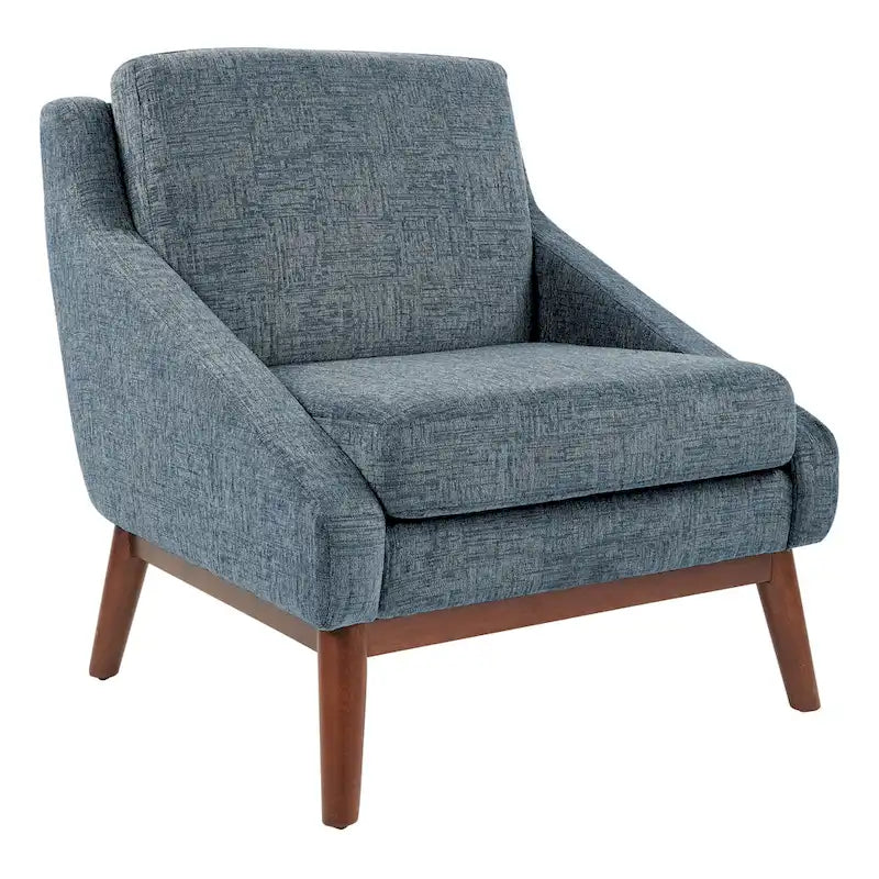 Mid-Century Open Arm Upholstered Club Chair with Solid Wood Legs