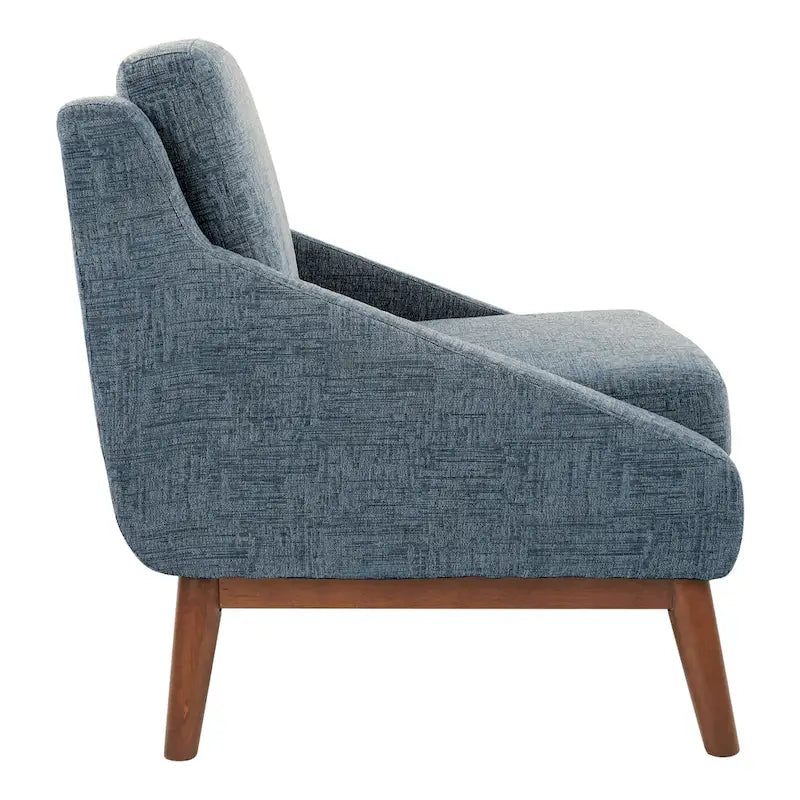 Mid-Century Open Arm Upholstered Club Chair with Solid Wood Legs
