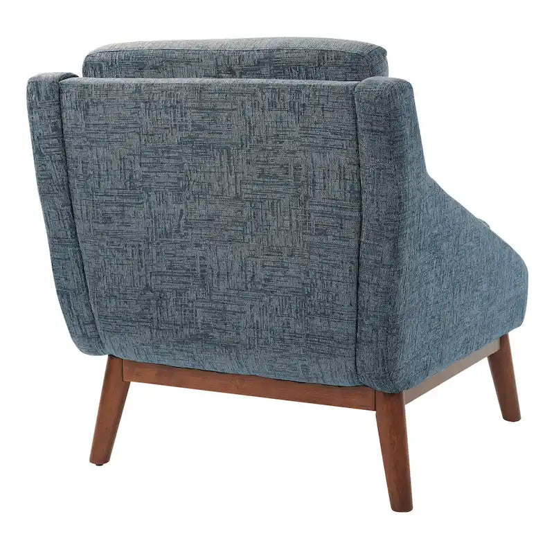 Mid-Century Open Arm Upholstered Club Chair with Solid Wood Legs