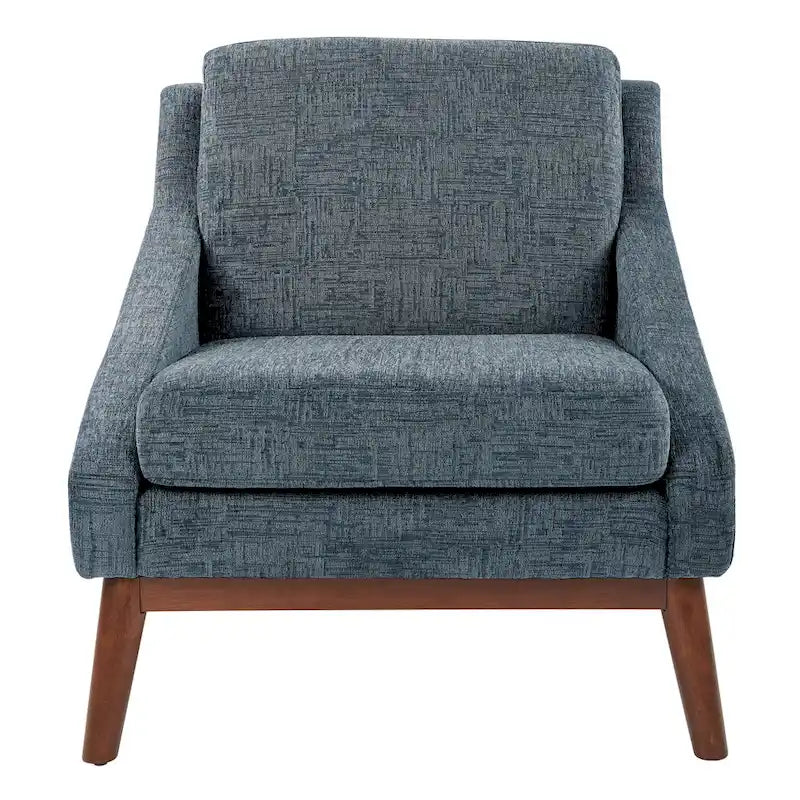 Mid-Century Open Arm Upholstered Club Chair with Solid Wood Legs