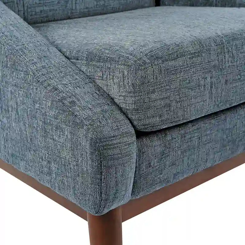 Mid-Century Open Arm Upholstered Club Chair with Solid Wood Legs