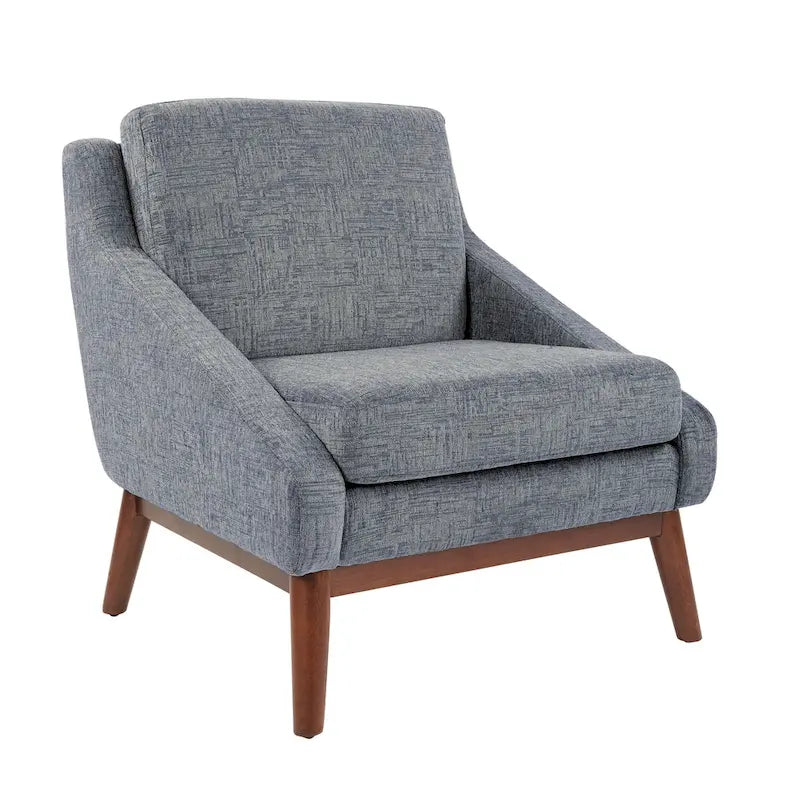Mid-Century Open Arm Upholstered Club Chair with Solid Wood Legs