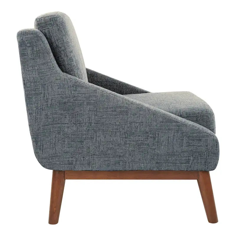 Mid-Century Open Arm Upholstered Club Chair with Solid Wood Legs