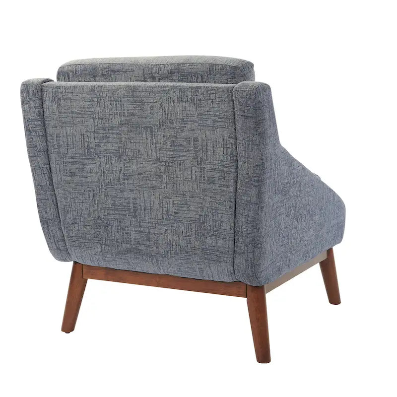 Mid-Century Open Arm Upholstered Club Chair with Solid Wood Legs