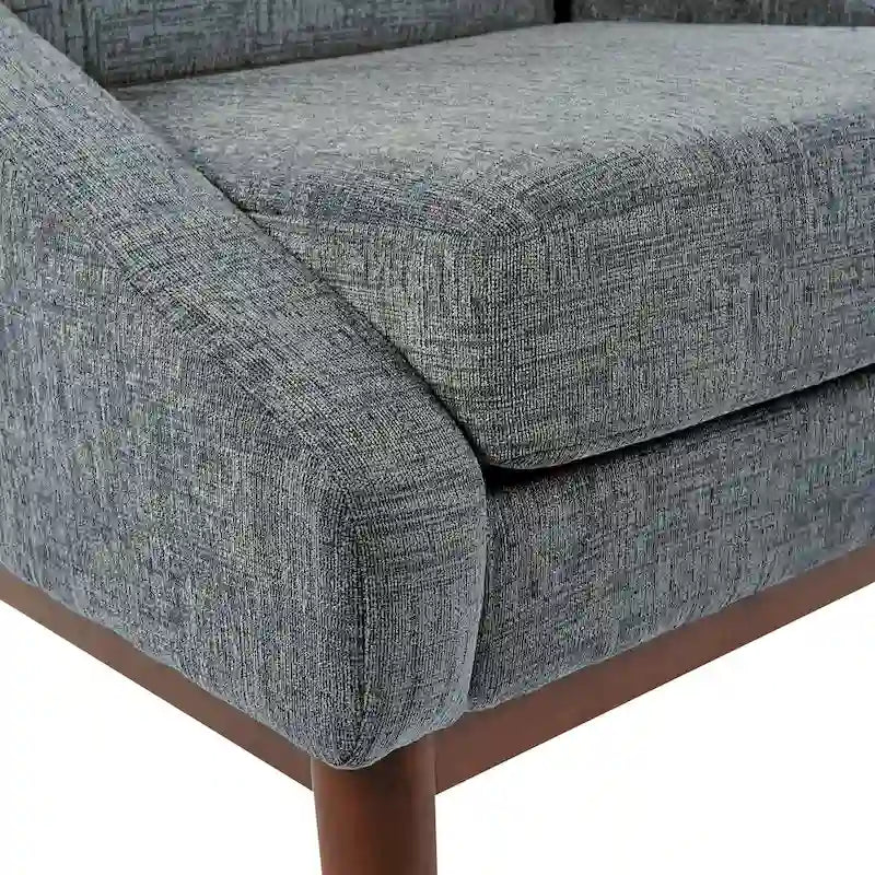 Mid-Century Open Arm Upholstered Club Chair with Solid Wood Legs
