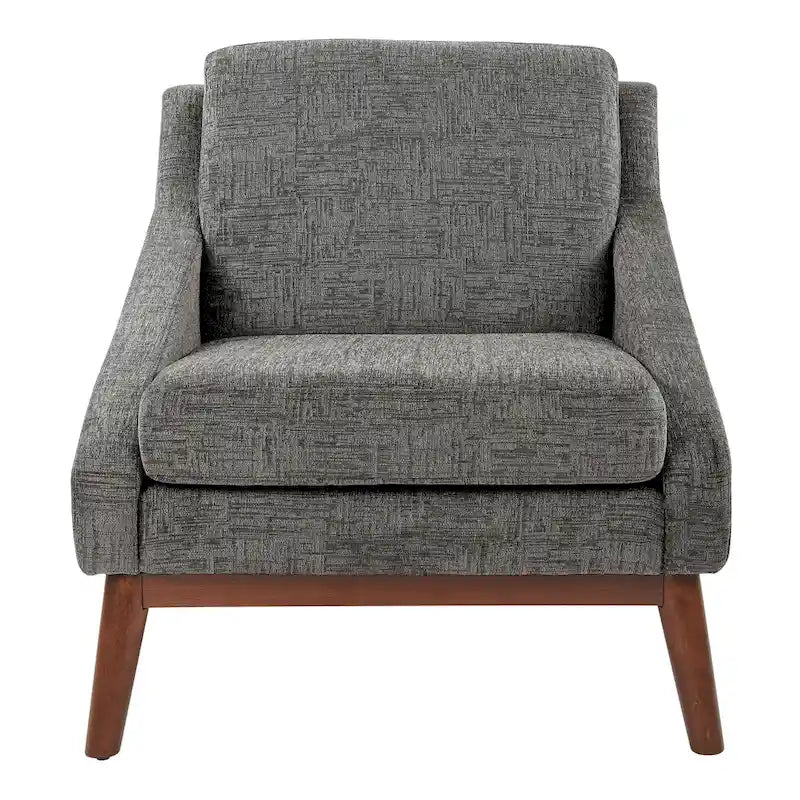 Mid-Century Open Arm Upholstered Club Chair with Solid Wood Legs