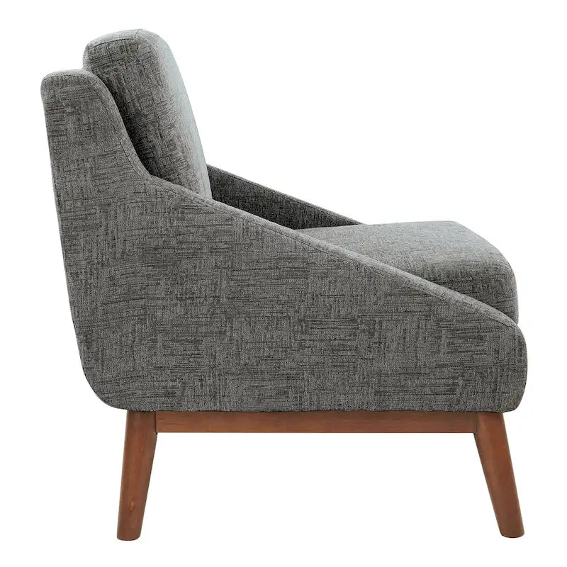 Mid-Century Open Arm Upholstered Club Chair with Solid Wood Legs