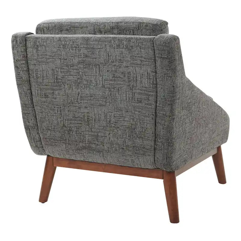 Mid-Century Open Arm Upholstered Club Chair with Solid Wood Legs