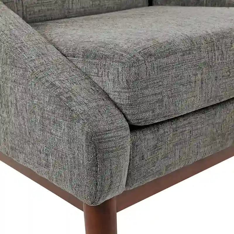 Mid-Century Open Arm Upholstered Club Chair with Solid Wood Legs