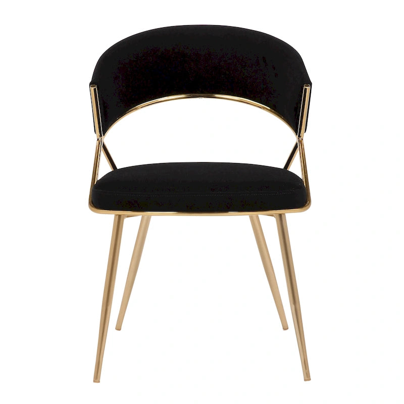 Glam Gold Metal Frame Upholstered Dining Chair Set of 2