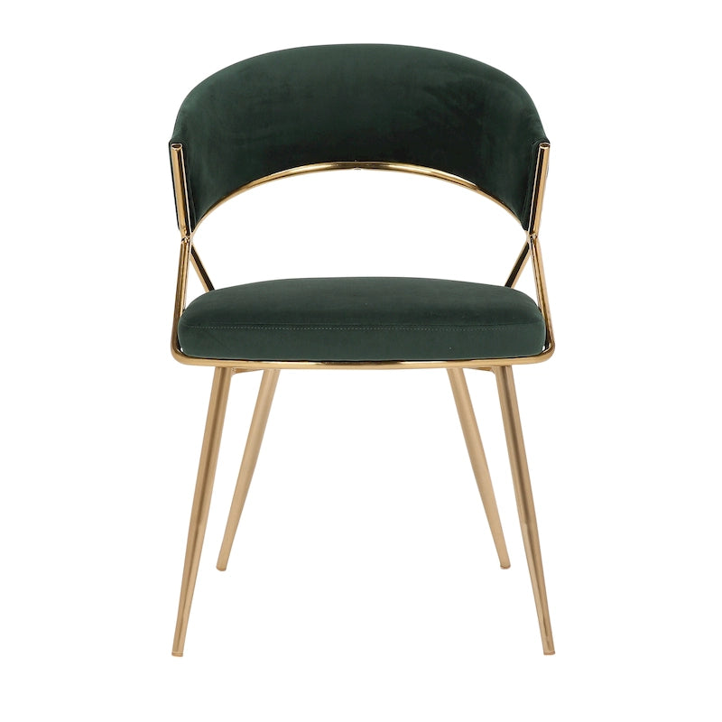 Lot de 2 chaises de salle à manger capitonnées avec cadre en métal doré Glam
