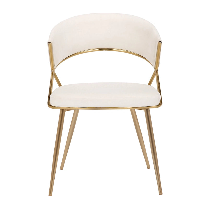 Lot de 2 chaises de salle à manger capitonnées avec cadre en métal doré Glam