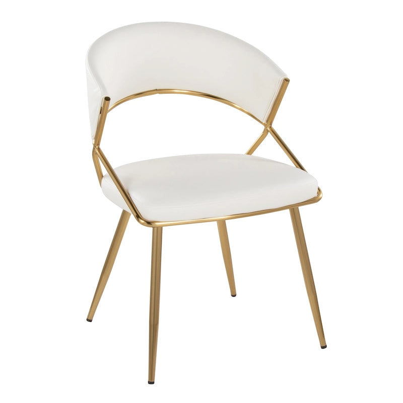 Lot de 2 chaises de salle à manger capitonnées avec cadre en métal doré Glam
