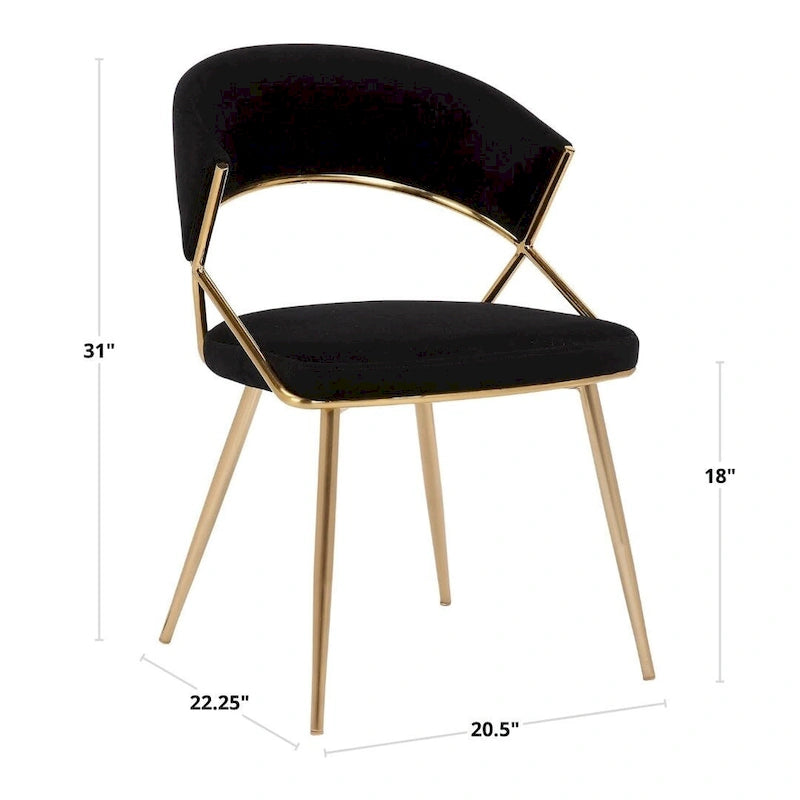 Glam Gold Metal Frame Upholstered Dining Chair Set of 2